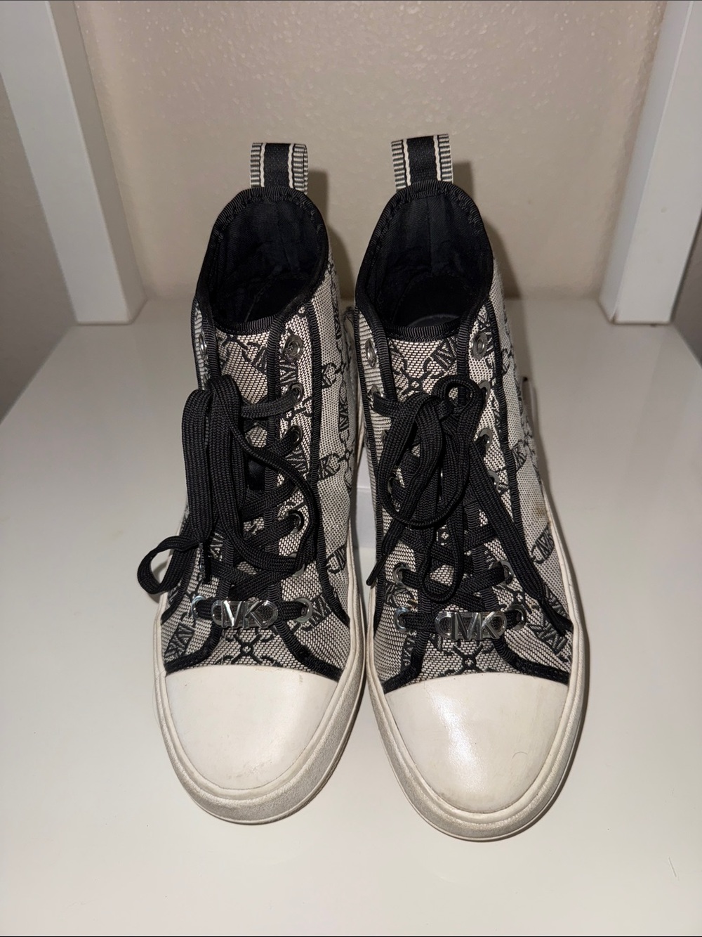 Michael Kors Black and White High-Top Logo Sneakers